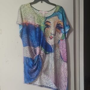 Artistic Blue Graphic Women's Top